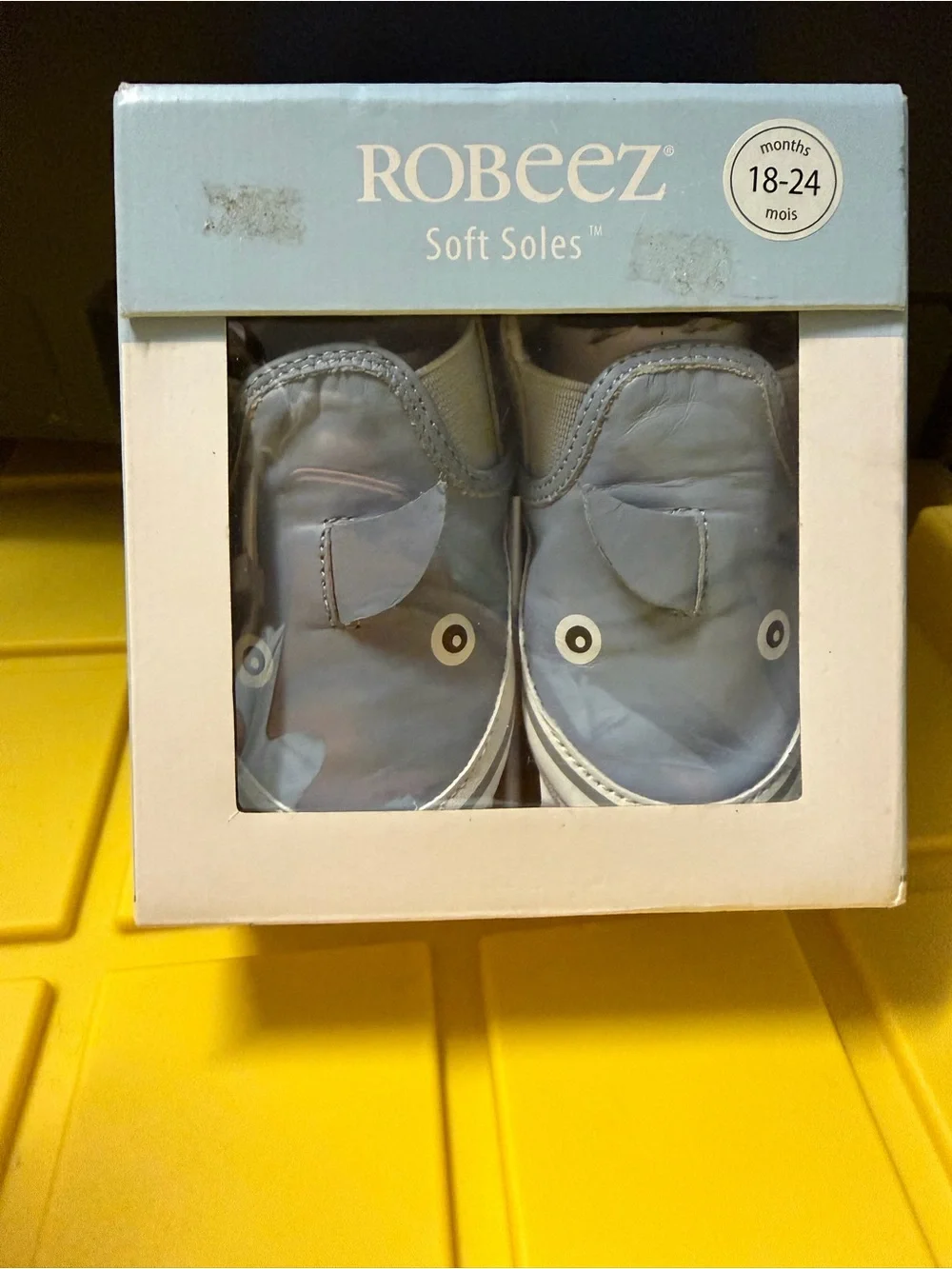 Robeez Soft Blue Slip-On Baby Shoes with Sebastian Shark Size 18-24 months